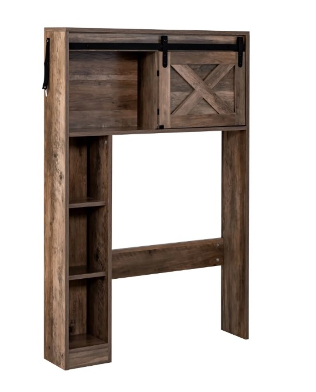 Bathroom Storage Cabinet with Sliding Barn Door Rustic Brown Over the Toilet